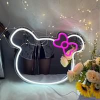 Miroir de maquillage LED néon miroiré transfrontalier, miroir décoratif mural Hello Kitty, économe en énergie, facile à installer