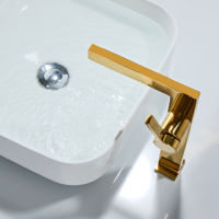 Grifo de Lavabo de Latón Moderno, Monomando, Color Dorado, Agua Fría y Caliente, Mezclador de Baño, Cerámica, Duradero, Fácil de Instalar