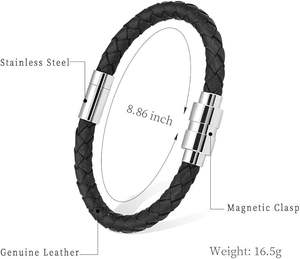 Bracelet cylindrique en cuir véritable pour cendres d'animaux de compagnie, urne funéraire, porte-cendres, bijou commémoratif <span class=keywords><strong>réglable</strong></span> pour chat et chien, personnalisable - Product Image 2