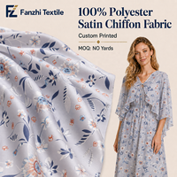 Tissu en satin de chiffon imprimé numérique personnalisé tendance, motif floral botanique, faible extensibilité, 85 g/m², pour robes, chemisiers, foulards