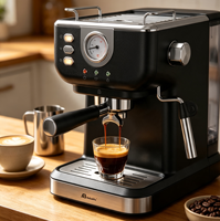 Cafetera Espresso Anbolife de 20 Bares con Manómetro, Espumador de Leche, Tanque de Agua de 1.5L, Cafetera de Expreso OEM