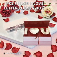 Lot de 5 boîtes pliables en carton réutilisables et remplissables pour fleurs et gâteaux, en forme de lettre « I Love You » pour la Saint-Valentin