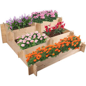 5层蔬菜种植花园地块室外方形木制凸起花园床 - Product Image 1