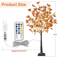 Top vente 4 FT 60 LED érable éclairé automne Thanksgiving décor arbre artificiel avec 6 glands 120 feuilles télécommande 8 Mode synchronisation