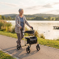 Déambulateur en aluminium Relaxsmith pour personnes âgées, avec siège, sac de rangement, hauteur réglable, certifié CE, léger et sûr