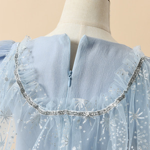 OEM ODM Abito di Alta Qualità per Bambine, Stile Principessa <span class=keywords><strong>Elsa</strong></span>, in Cotone con Gonna Plissettata, Manica Corta, Abbigliamento Boutique per Bambini - Product Image 4