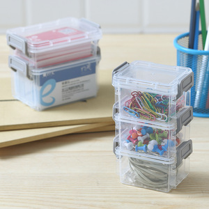 Transparent Plastic Storage Box Stackable With Lid For Jewelry Cosmetics Pills Food Container Rectangle Solid Color - Product Image 4