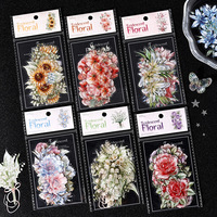 10 Aufkleber pro Packung Glas-Blumen-Kollektion Großformatige Aufkleber mit Glaseffekt Künstliche Blumen