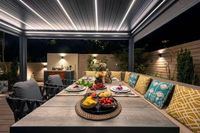 Pergola électrique inclinable en alliage d'aluminium, moderne, étanche, à lames orientables, pour cour et jardin, vente directe usine