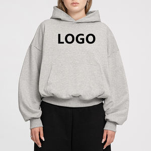 100% コットンカスタム箱入りフィットパーカー女性ヘビー級380gsmプルオーバー刺繍ラインストーンプリントクロップドパーカー - Product Image 2