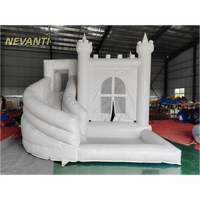 Château Gonflable Blanc avec Toboggan, en PVC Commercial, pour Mariages, Fêtes, Événements en Jardin, Location