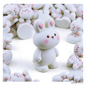 ตุ๊กตากระต่ายเรซิ่นน่ารัก รูปปั้นกระต่ายสีขาวสไตล์คาวาอิ พร้อมหัวใจสีชมพูสำหรับตกแต่งโต๊ะ - Product Image 5