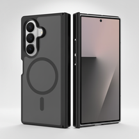 Étui de téléphone magnétique doux au toucher mat pour Samsung Galaxy Z Fold 8 avec protection de la charnière, fermeture automatique à ressort, housse pliable