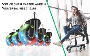 Meilleure vente, roues de <span class=keywords><strong>chaise</strong></span> de bureau muette, roulettes avec lumières rvb, remplacement de <span class=keywords><strong>chaise</strong></span> d'ordinateur de jeu de 3 pouces, roulettes en PU - Product Image 6