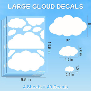 White <b>Cloud</b> Vinyl <b>Wall</b> <b>Stickers</b> 40pcs Sky Theme Decor For Kids Room Bedroom Home Decoration - Product Image 2