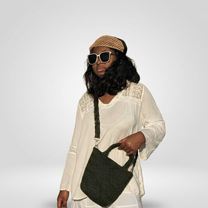 Sac à main en crochet vintage pour femme avec deux bretelles, minimaliste, vert, léger, pour la plage, usage quotidien - Product Image 3