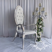 Chaises de mariage à grand bras argentées
