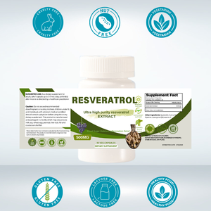 Cápsulas de trans-resveratrol de pureza ultraalta OEM: suplemento de soporte antioxidante, cardiovascular y purificado 98% - Product Image 4