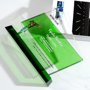 ग्रीन बेस चमकदार क्रिस्टल उत्कीर्ण व्यवसाय उपहार पुरस्कार ट्रॉफी व्यक्तिगत अनुकूलन गोल्फ ट्रॉफी थोक - Product Image 4