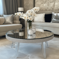 Table centrale moderne ovale avec miroir Glam Table basse en verre Table centrale de canapé pour le salon Meubles d'hôtel