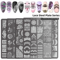 Plaque de transfert métallique imprimée la plus vendue pour nail art, motif géométrique évidé