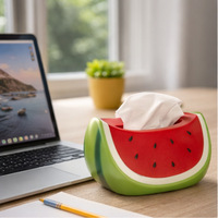 Boîte à mouchoirs en plastique en forme de pastèque, haut de gamme, pour table basse de salon, support de rangement créatif pour serviettes, style campagnard américain