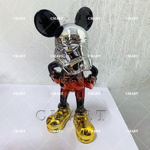 Statuette décorative <span class=keywords><strong>Mickey</strong></span> Love <span class=keywords><strong>de</strong></span> 40 cm, modèle en résine, artisanat <span class=keywords><strong>de</strong></span> dessin animé, décoration d'intérieur, finition chromée brillante et colorée pour sculpture artistique - Product Image 4