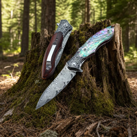Couteau de poche tactique pliant Damas, couteau de chasse EDC multifonctionnel, couteau de survie utilitaire pour hommes, outil d'urgence DM017