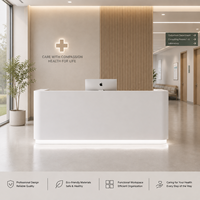 Comptoir de réception médical moderne, bureau d'accueil d'hôpital, comptoir de réception de clinique, blanc, mobilier commercial personnalisé pour les soins de santé