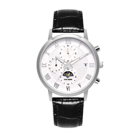 Nouvelle montre à quartz de luxe tendance, bracelet en cuir de 20 mm, verre lumineux, résistance à l'eau 3 ATM, pour homme