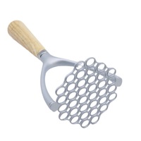 Alat penumbuk kentang, alat dapur Manual Stainless Steel penumbuk kentang dengan pegangan kayu untuk memotong sayuran dan buah