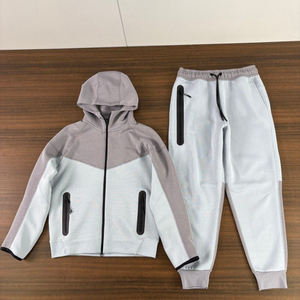 Tuta Sportiva in Pile Tecnico Best Seller per Uomo, Felpa con Zip <span class=keywords><strong>e</strong></span> Pantaloni da Jogging Oversize, Completo Sportivo Due Pezzi - Product Image 4