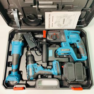Set of 3pcs Combination <b>Power</b> <b>Tool</b> Kits Rechargeable Lithium Hammer Drill Brushless Angle Cordless Impact Drill - Product Image 6