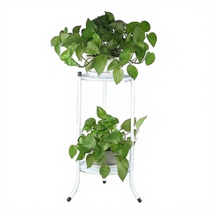 Support de pot de fleurs en fer émaillé contemporain, étagère de présentation pour jardin, patio, extérieur, décoration de la maison - Product Image 3