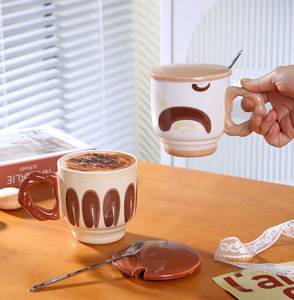 Tasse à café en céramique de style rétro simple, design élégant, tasse à petit-déjeuner créative pour la maison, couleur unie, cadeau idéal, tasses à thé et soucoupes - Product Image 4