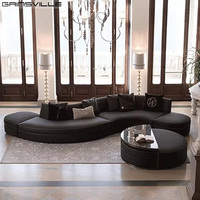 Luxuriöse Italienische Villa- und Hotelmöbel aus Wildleder und Nubukleder: Designer Ecksofa-Set in Bogen-U-Form