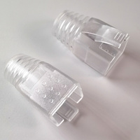 Konektor Pass Through Cat8 RJ45 23-24AWG Terlindung dengan Pin Kuningan Berlapis Emas 50U, Housing ABS, Dilengkapi Load Bar dan Strain Relief Boots