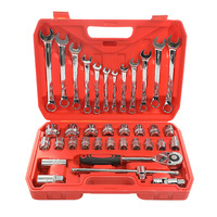 Ensemble d'outils de réparation automobile multifonctionnel de 37 pièces, clé à cliquet, jeu de douilles, acier au chrome-vanadium 1/2, matériel d'entretien automobile