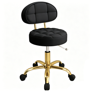 Chaise de Salon de Beauté Pivotante et Réglable en Hauteur avec Roulettes, Tabouret de Coiffure et <span class=keywords><strong>Manucure</strong></span> d'Extérieur avec Dossier, Chaise de Barbier en Métal - Product Image 1