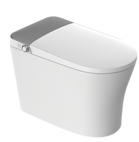WC intelligent blanc avec siège chauffant, double chasse d'eau, réservoir encastré, fixation au sol, céramique, désodorisation automatique