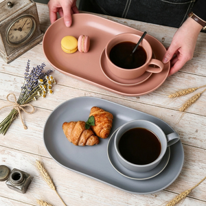 Tasse à café expresso/cappuccino en porcelaine de style nordique moderne, couleur macaron, économique, écologique, 400 ml, avec support pour biscuits et desserts - Product Image 3