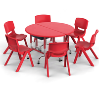 Table et chaise en plastique de haute qualité en demi-cercle pour enfants/meubles d'école maternelle