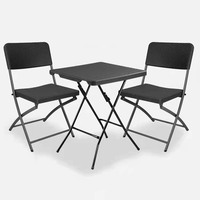 Ensemble de chaises de table pliantes en plastique noir de style européen pour l'extérieur et le jardin