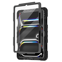 Étui de protection intégral pour iPad Pro 13 2025 M4/M5 avec sangle d'épaule, coque en silicone pour tablette avec support rotatif à 360° sur le dos