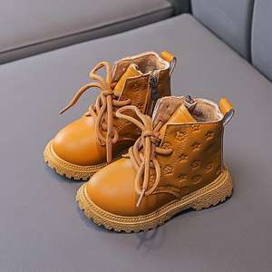 Venta al por mayor 2025 Otoño Invierno estilo británico para Martin botas para niños pequeños niños cálido terciopelo botas cortas de cuero - Product Image 3