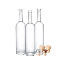 Lege transparante ronde glazen whiskyfles, glazen fles met lange hals OEM & ODM