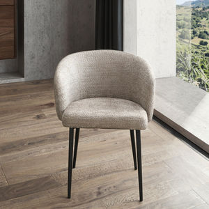 Chaise de salle à manger Talo de style crème minimaliste moderne italienne, luxe pour la maison, revêtement en cachemire, cadre en acier, dossier de villa - Product Image 6