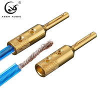 Connecteur de câble audio HIFI XSSH plaqué or 24 carats en cuivre pur violet, pour câble de haut-parleur stéréo haut de gamme