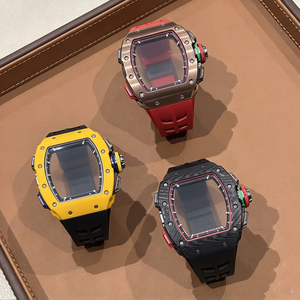 นาฬิกาข้อมือโครโนกราฟอัตโนมัติ รุ่น Tonneau Case RM 65-01 สไตล์คาร์บอนไฟเบอร์ โครงสร้างเปลือย สายยาง - Product Image 3