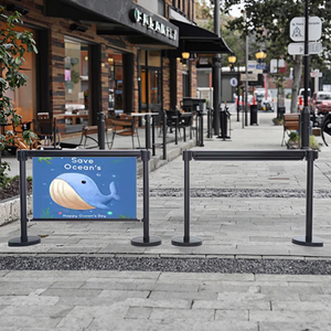 New Arrival Indoor Outdoor Aluminum Alloy &amp; PET Banner Post Barricade Sidewalk <strong>Windbreak</strong> Cafe Restaurant Barriers Engineer Grade - Product Image 4